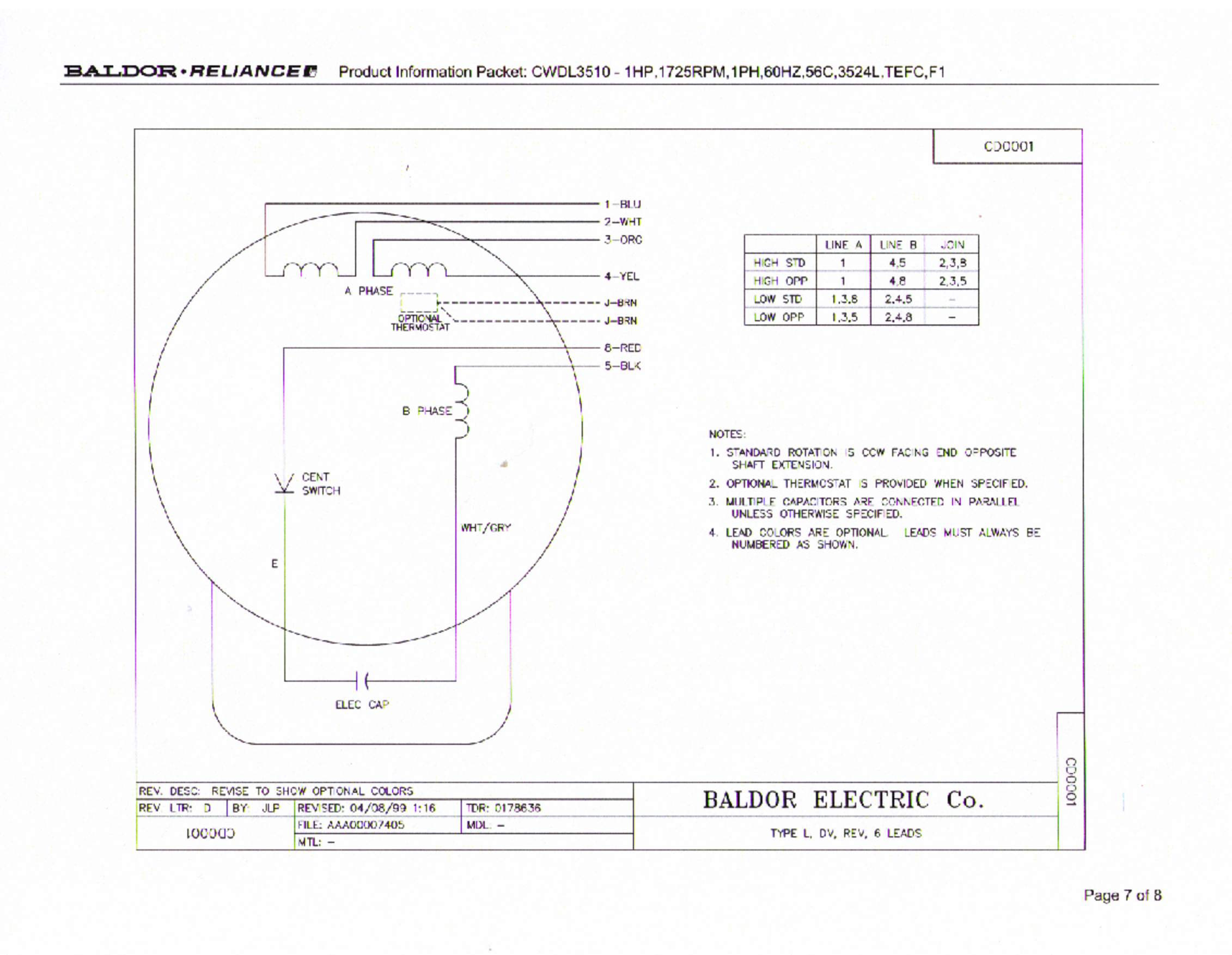 Baldor Motor Amp Chart